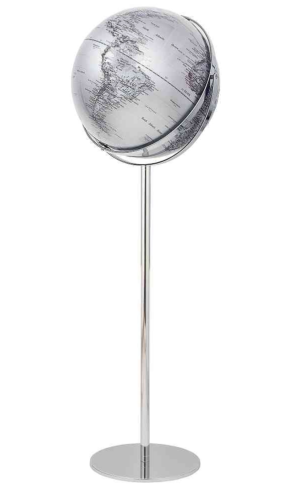 emform Standglobus 43cm 2 Achsen Apollo 17  Silver, silber, politisch